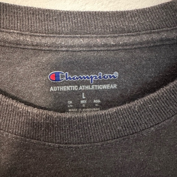 Champion Size L Dark Gray Logo Tee - Picture 3 of 6
